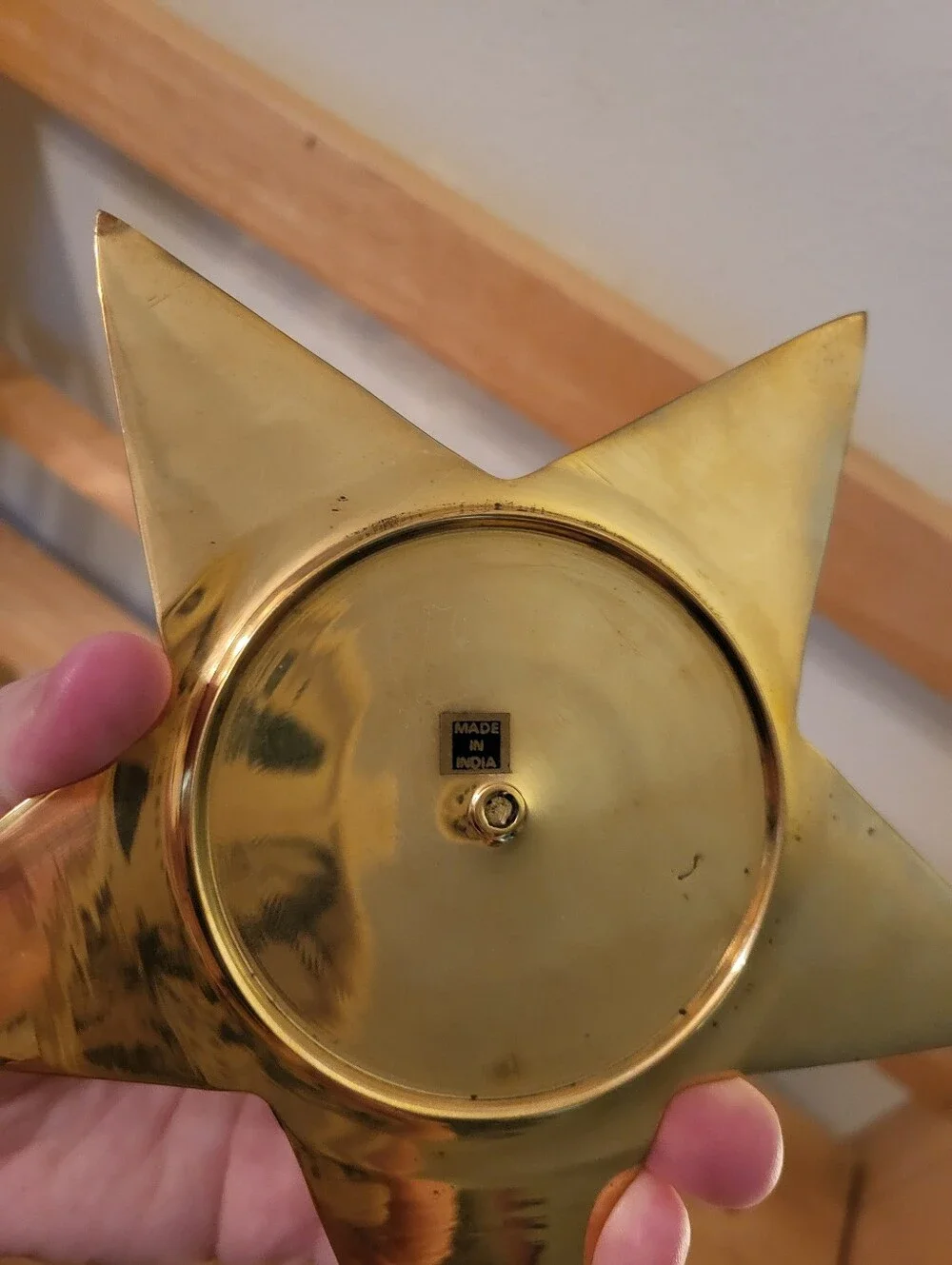 Brass Solid Candle Holders Shaped Like Stars Made In India Marked Vtg